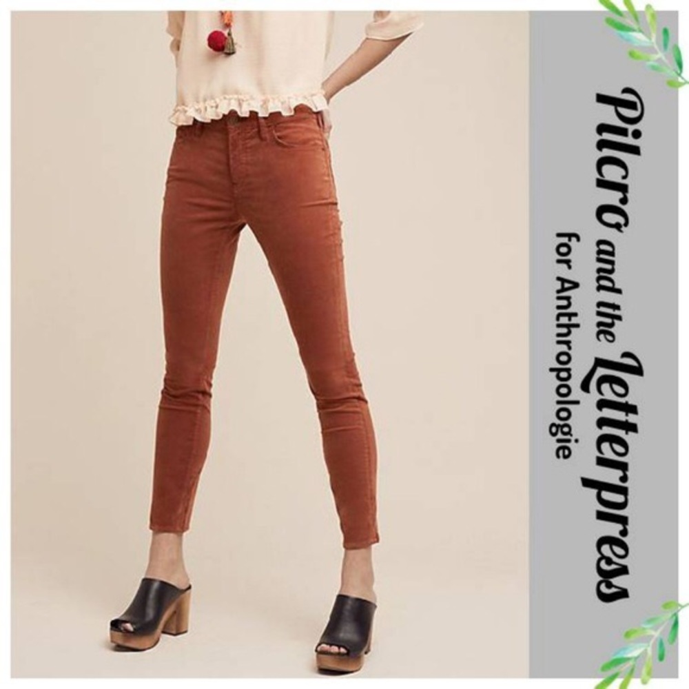Pilcro High Rise Rust Velvet Jeans